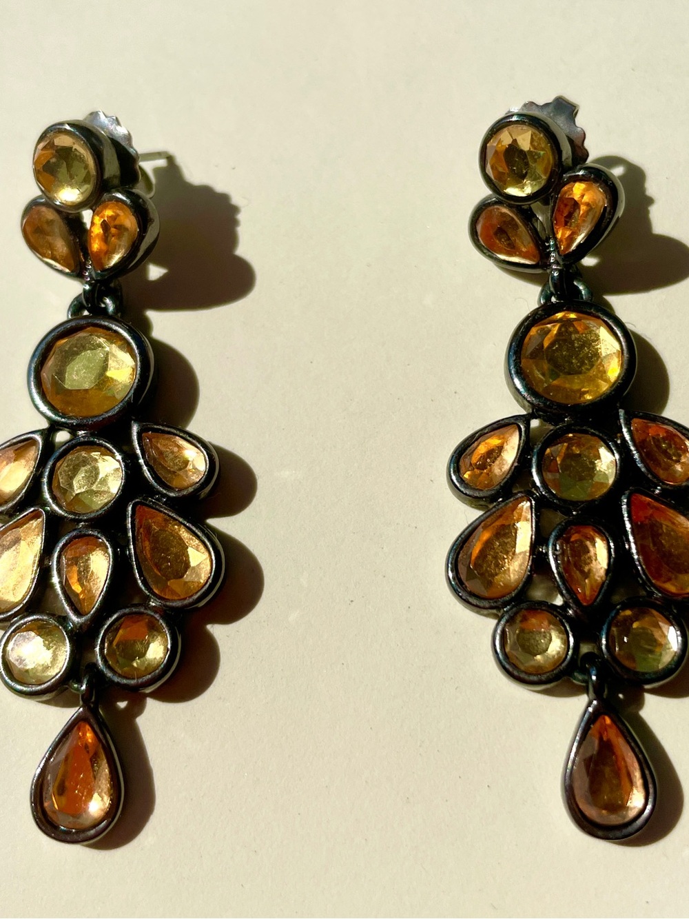 Amber Teardrop Chandelier Earrings - Women Jewelry